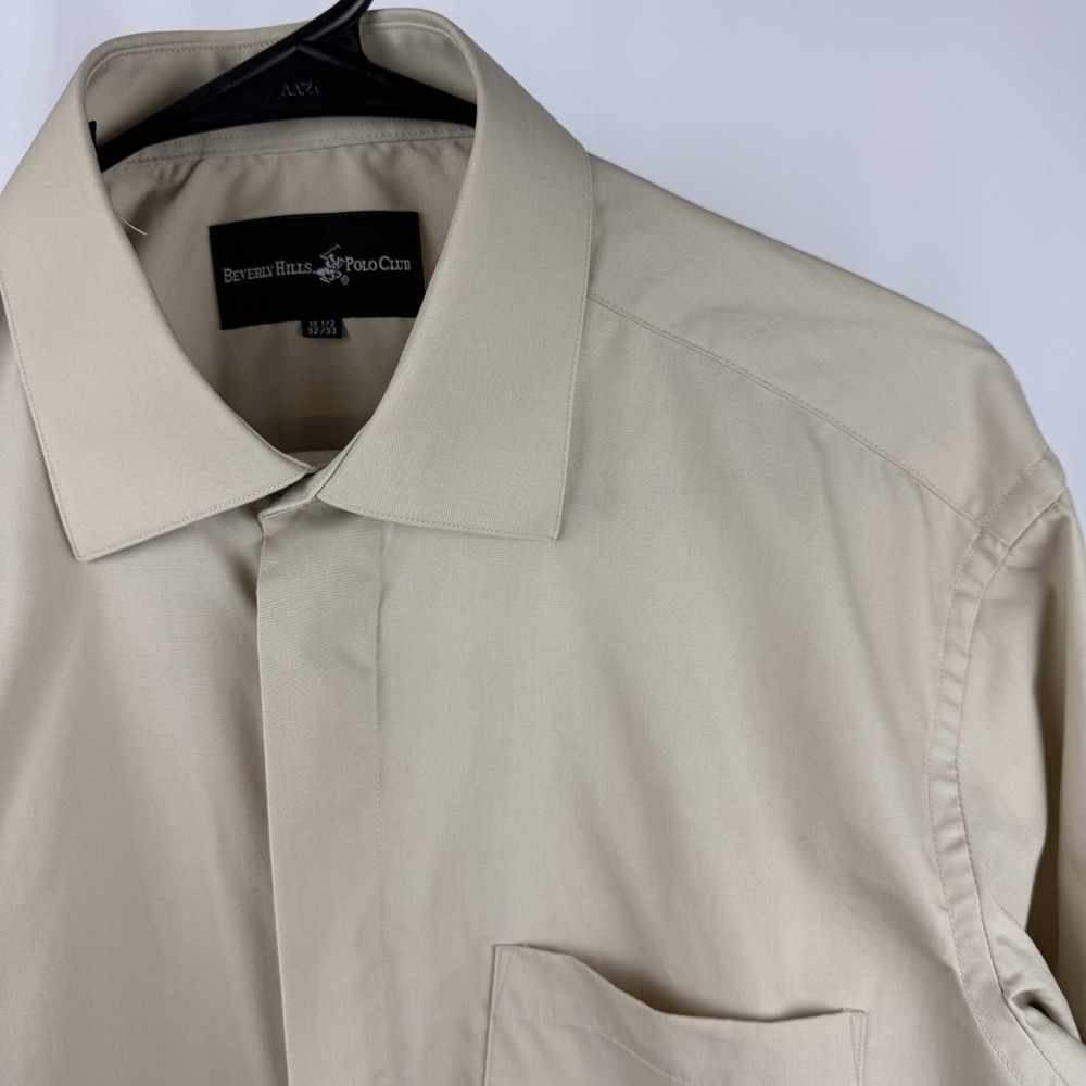 Beverly Hills‎ Polo Club Men's Button Up Dress Shirt 15-1/2 32/33 Tan